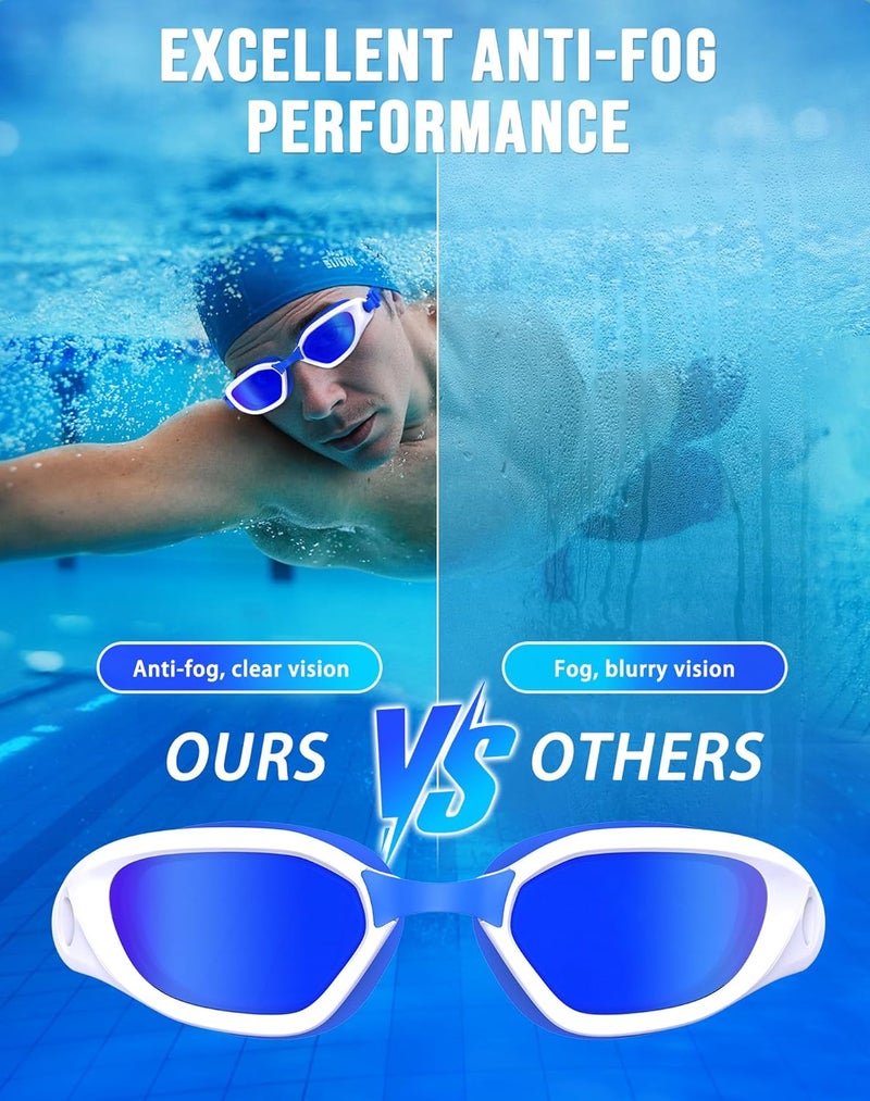 Vegemono Swim Goggles, Unisex Adult Swimming Goggles Anti Fog Anti UV No Leakage Wide View for Men Women Youth - Image 3